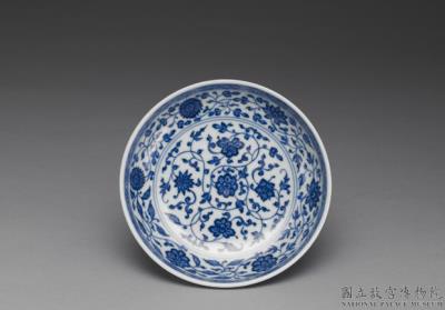 图片[3]-Dish with Indian lotus scrolls in underglaze blue, Qing dynasty, Qianlong reign (1736-1795)-China Archive